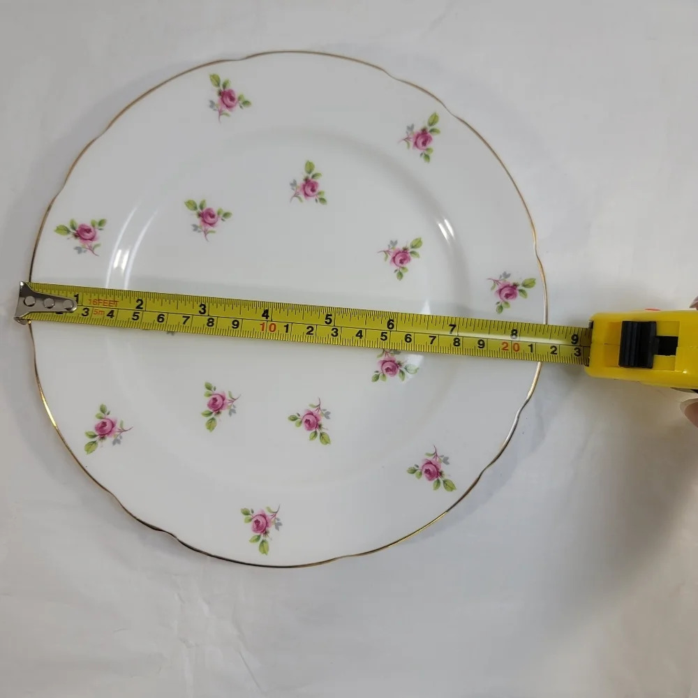 Vintage Roya Kent Staffordshire Little Roses Set Tea Cup, Saucer & Dessert Plate - Picture 4 of 7